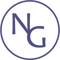 a blue and white circle with the letter nc inside of it